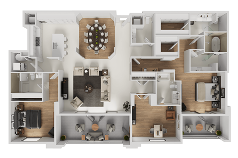 Floor plan for 3 beds, 4.5 baths, 2288 sqft